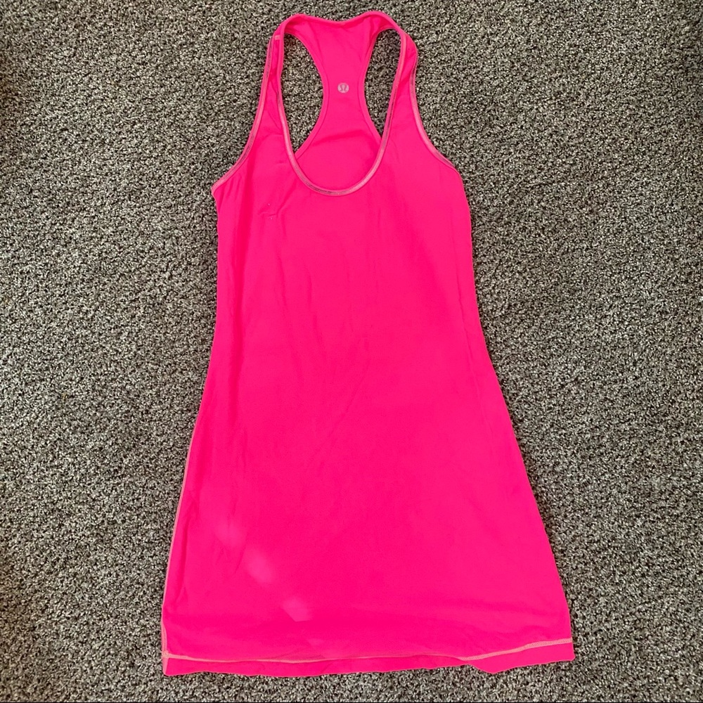 LULULEMON || hot pink long workout too tank 8